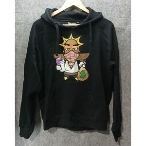 Black Graphic Hoodie Cartoon Money Cup Character Print‎ Mens Size M